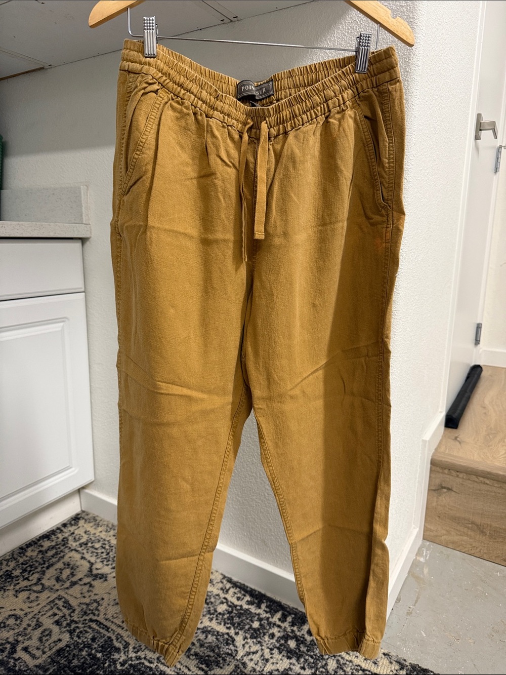 POINT SUR Vintage Women's Drawstring Joggers - Mustard Brown